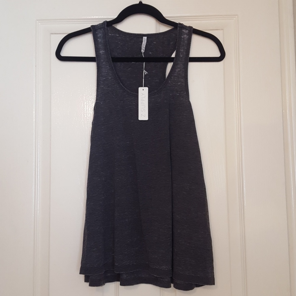 NEW Z Supply Charcoal Burnout Racer Back Tank Top